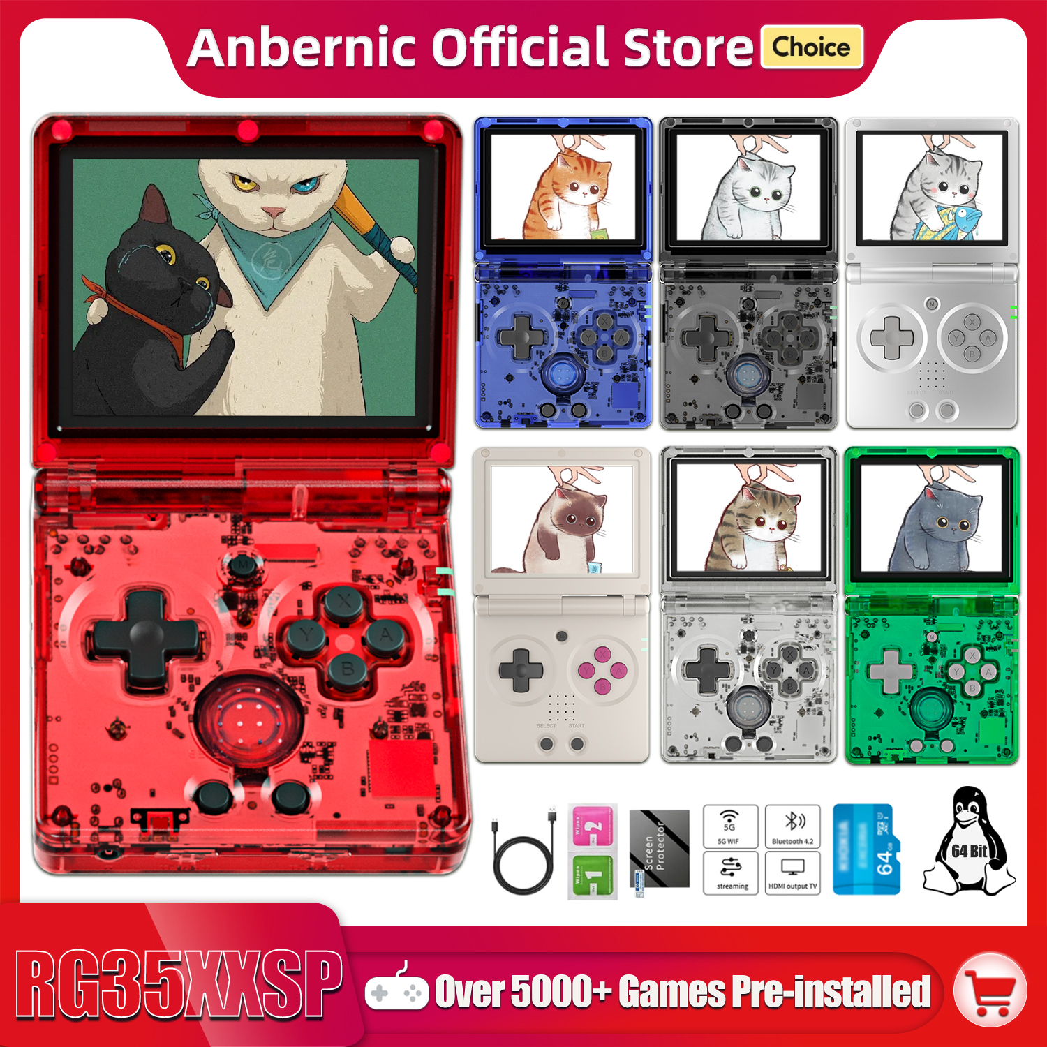Gaming Console All In One - ANBERNIC NEW RG35XXSP Flip Handheld Game