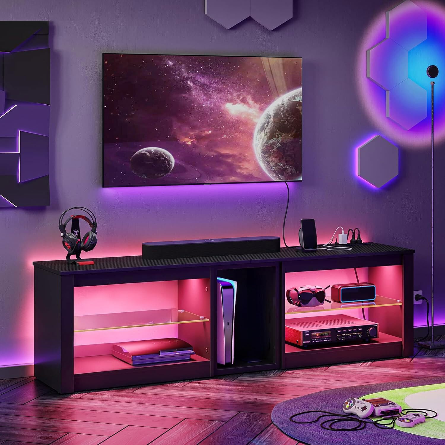 Gaming Console And Tv - 70in LED TV Stand with Power