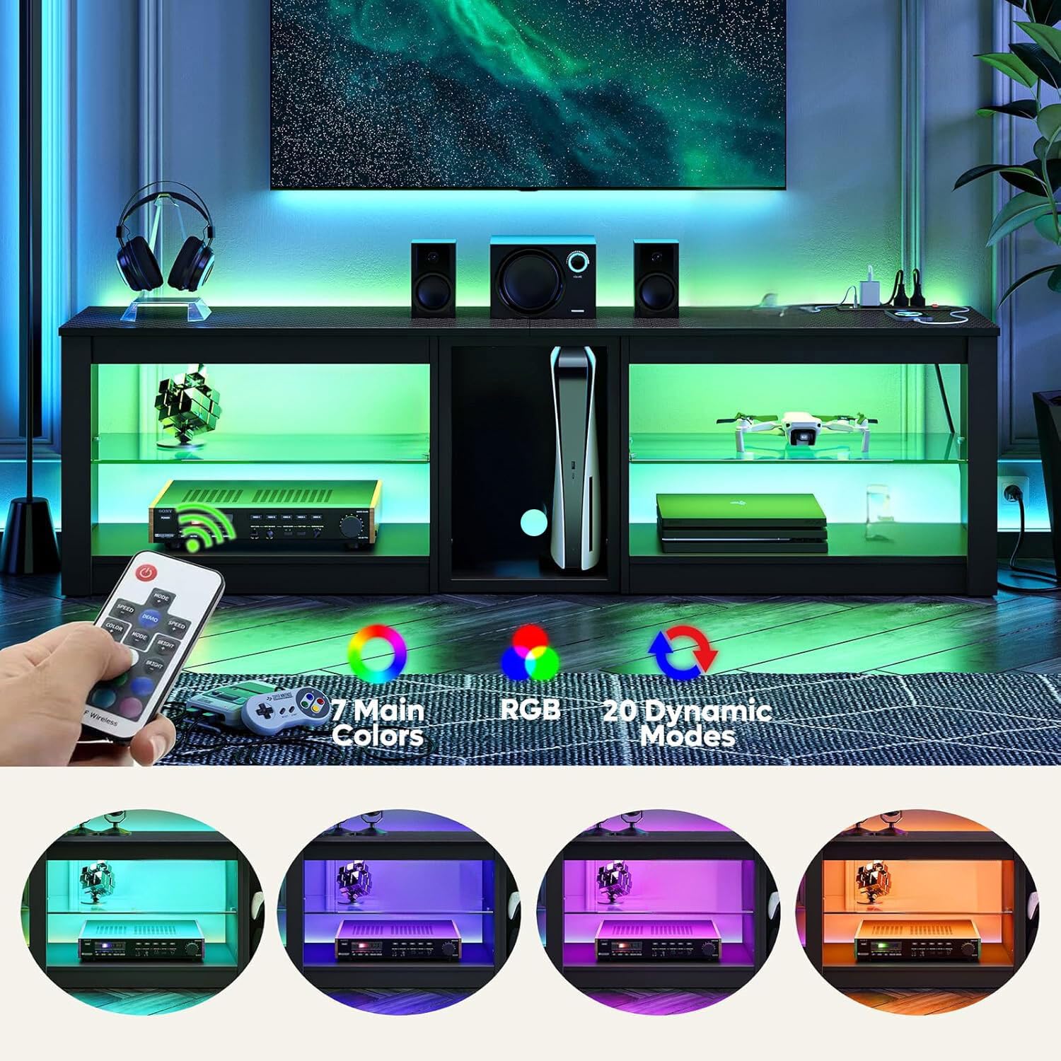 70in LED TV Stand with Power O - Gaming Console And Tv avis et prix