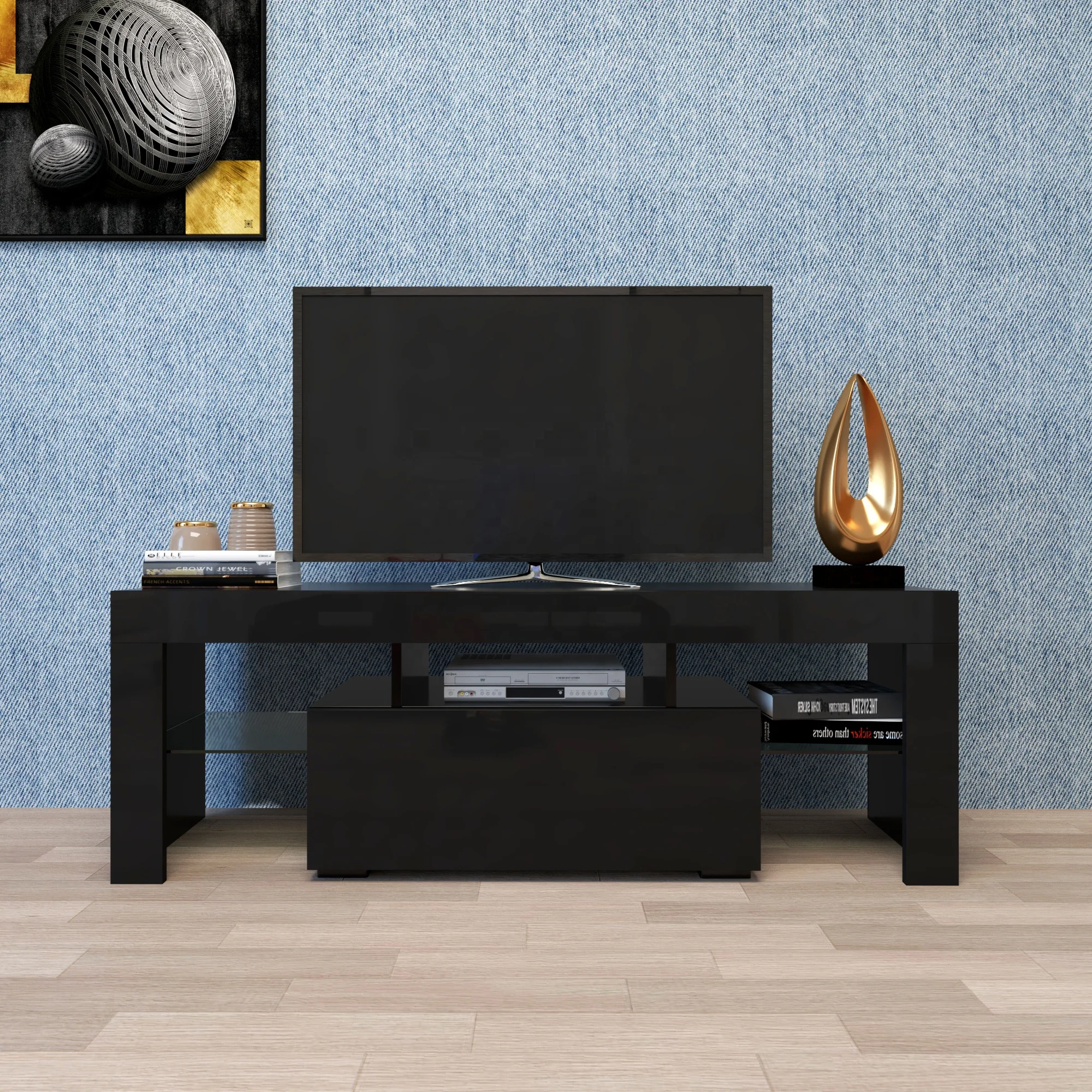 #Black TV Stand with LED RGB L - Gaming Console And Tv avis et prix