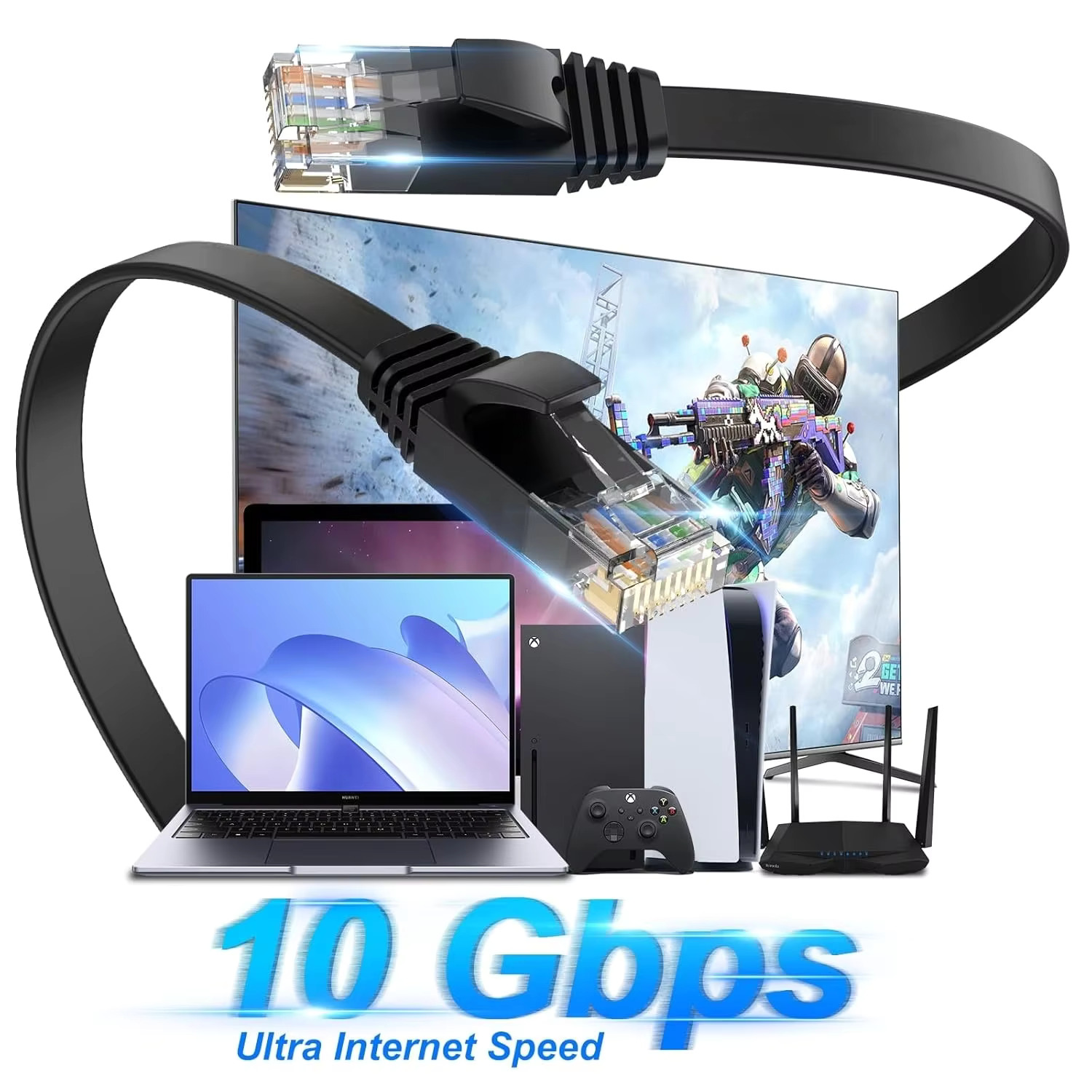 Cat 6 Ethernet Flat Cable, Out - Lan Cable Gaming avis et prix