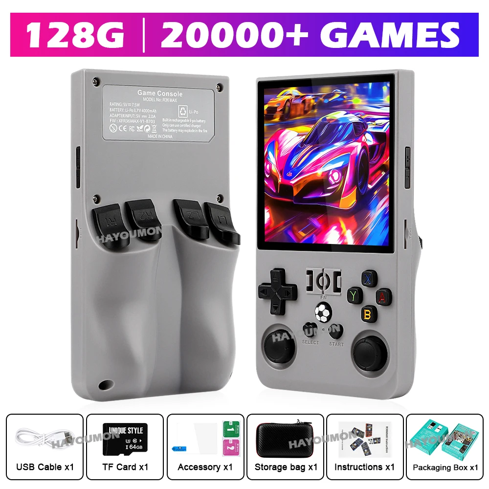 R36 Max Gray Handheld Gaming P - Gaming Console R36 Max avis et prix